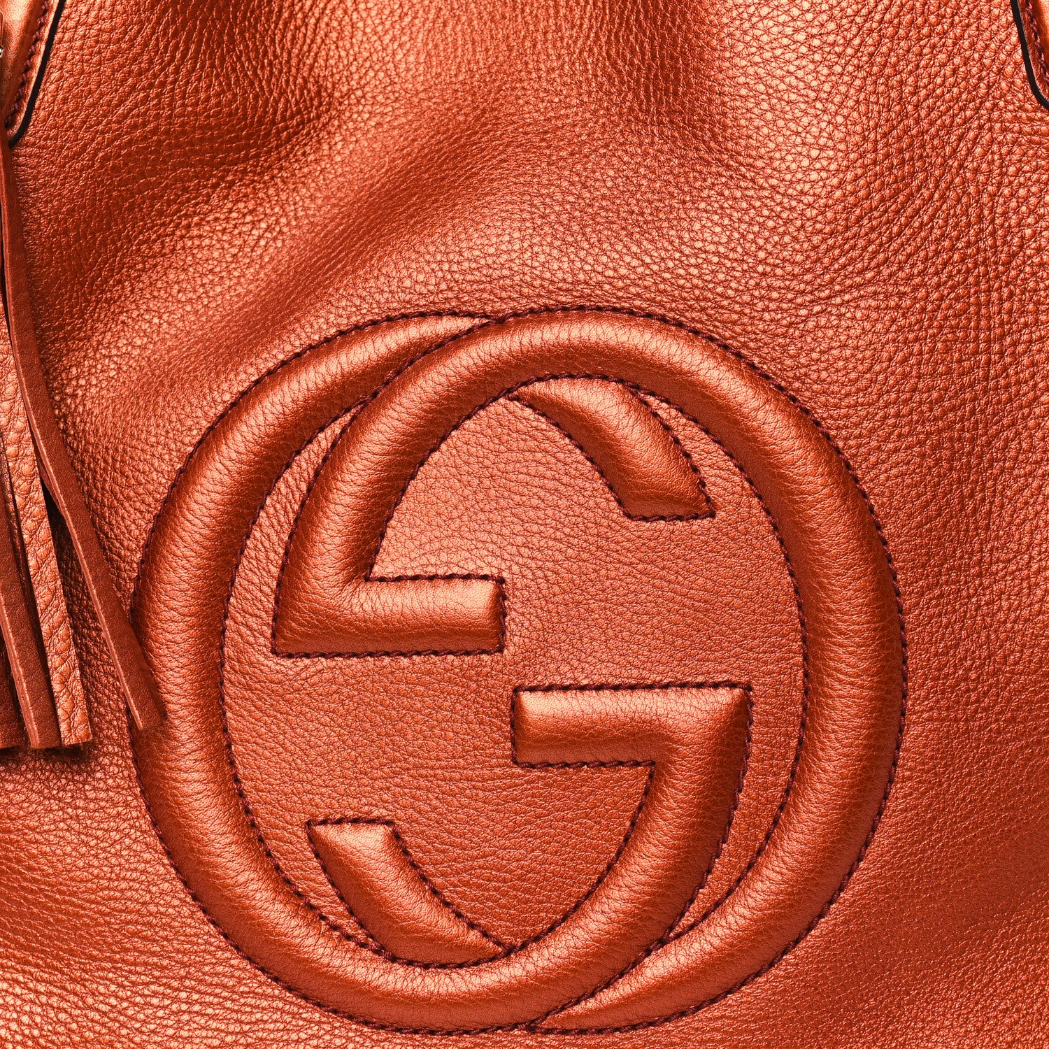Gucci Metallic Pebbled Calfskin Medium Soho Shoulder Bag Orange 8 of 10