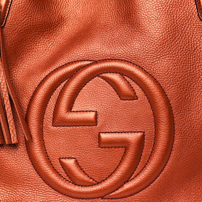 Gucci Metallic Pebbled Calfskin Medium Soho Shoulder Bag Orange 8 of 10