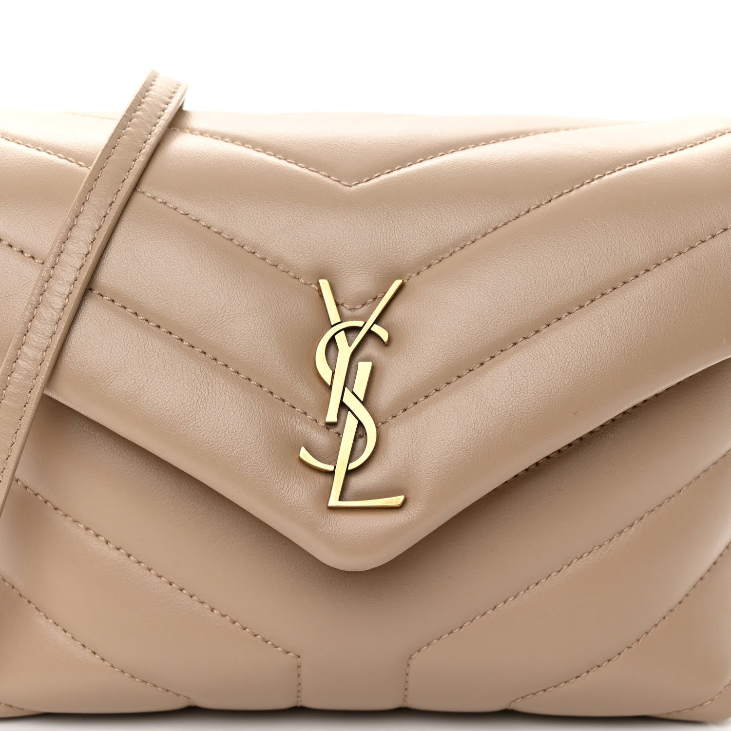 Saint Laurent Calfskin Y Quilted Monogram Toy Loulou Crossbody Bag Dark Beige 7 of 9