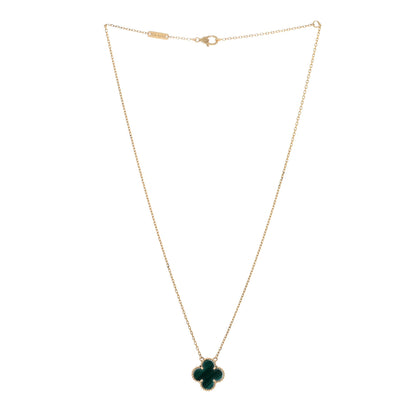Van Cleef & Arpels 18K Yellow Gold Malachite Vintage Alhambra Pendant Necklace 3 of 4