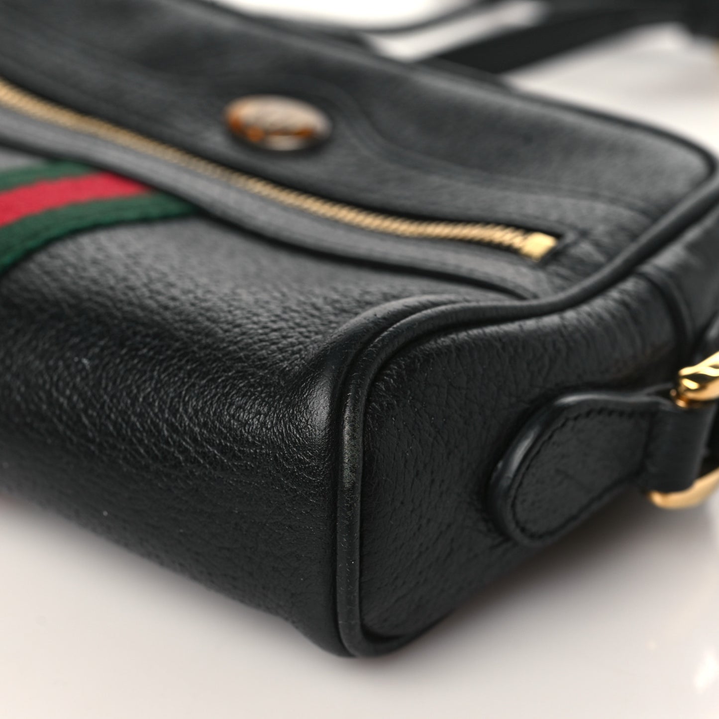Calfskin Web Mini Ophidia Shoulder Bag Black