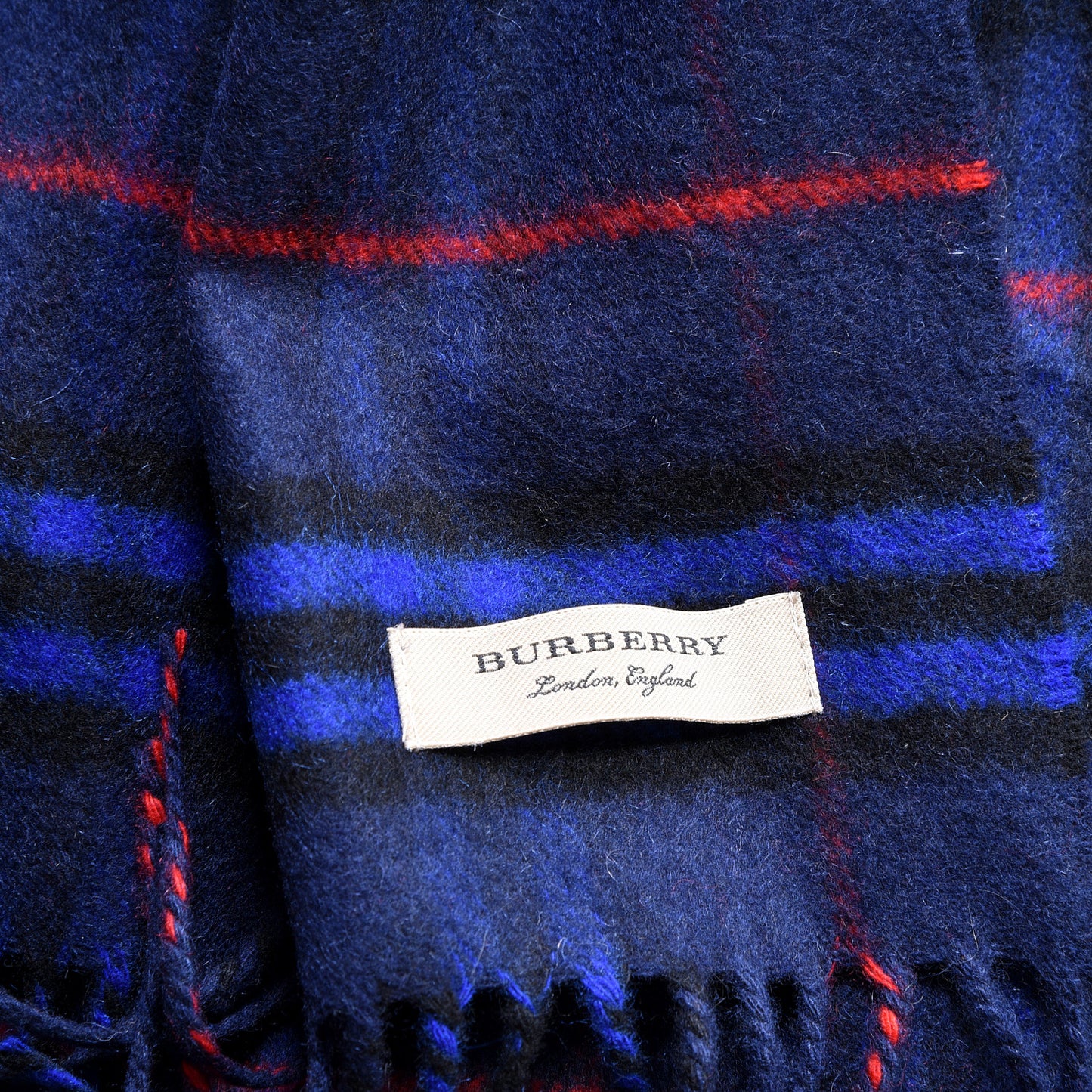 Cashmere House Check Fringe Scarf Blue