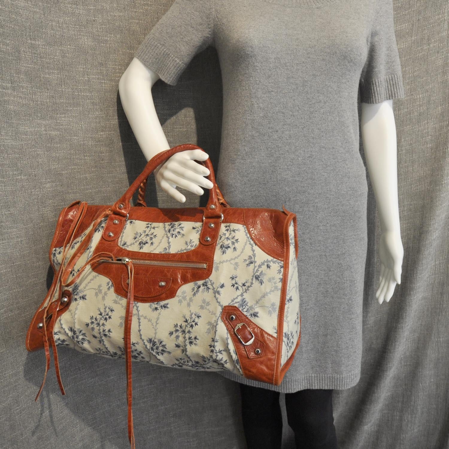 Balenciaga Chevre Toile de Jouy Floral Work Rouille 3 of 8