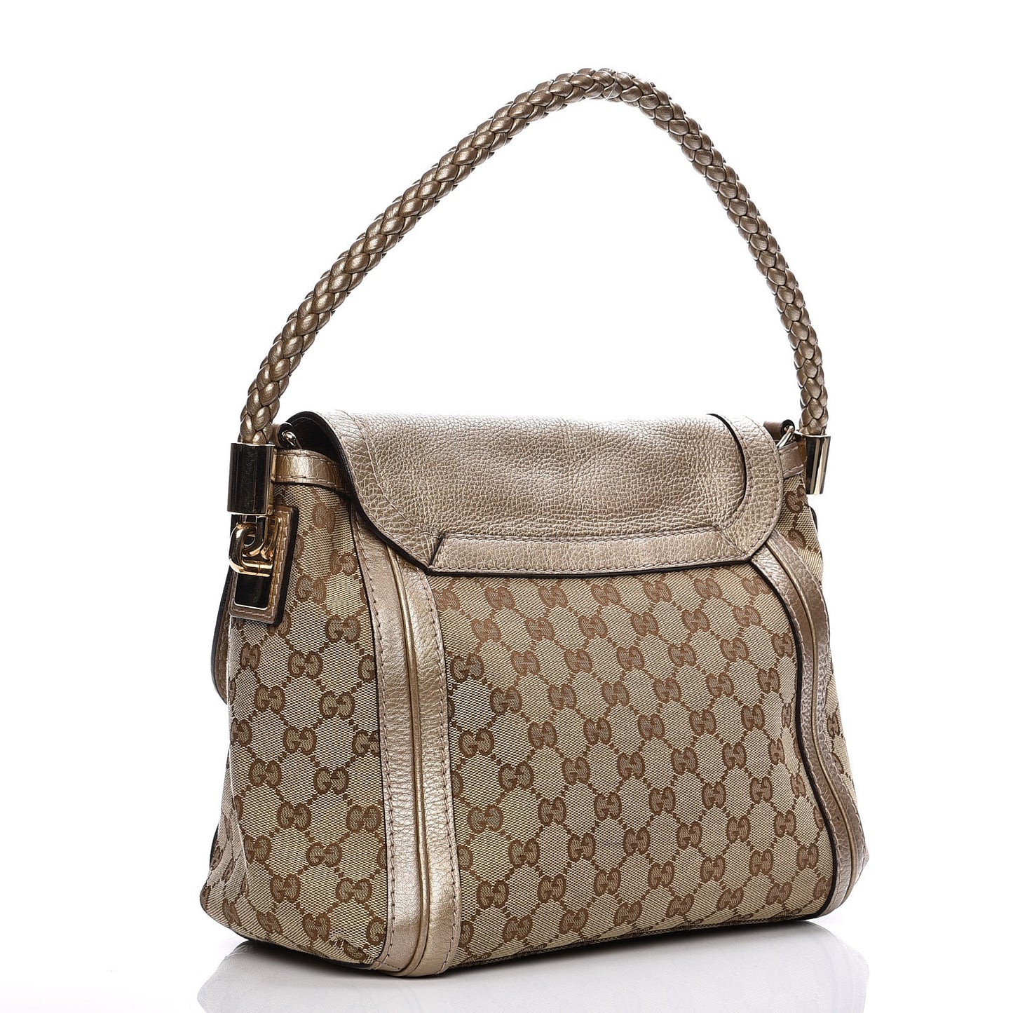 Monogram Calfskin Medium Bella Flap Bag Beige Ebony Champagne
