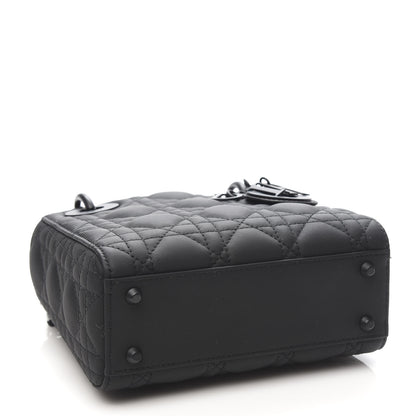 Christian Dior Ultra Matte Calfskin Cannage Mini Lady Dior Black 4 of 12
