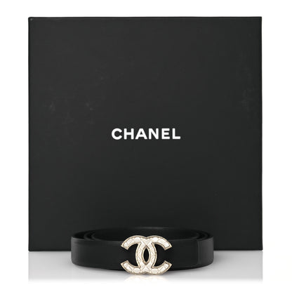 Chanel Calfskin Quilted CC Belt 75 30 Black White 11 of 11