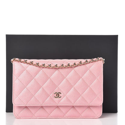 Chanel Iridescent Caviar Quilted Wallet on Chain WOC Rose Pink 9 of 9