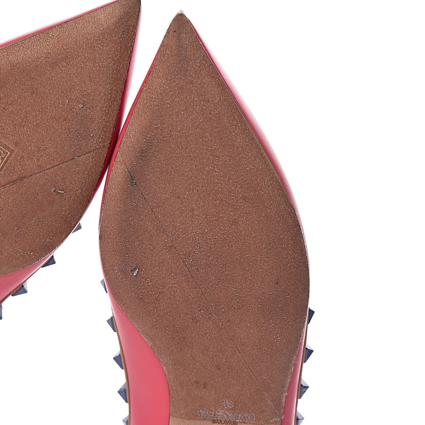 Nappa Rockstud Cage Ballerina Flats 38 Deep Fuxia