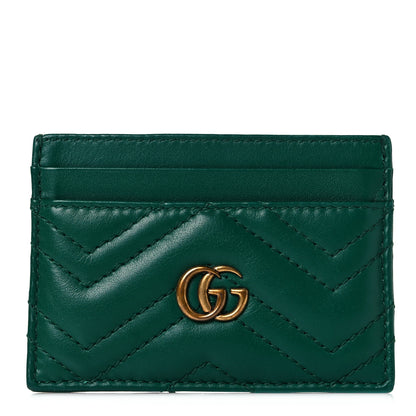 Gucci Calfskin Matelasse GG Marmont Card Holder Emerald Green 1 of 9