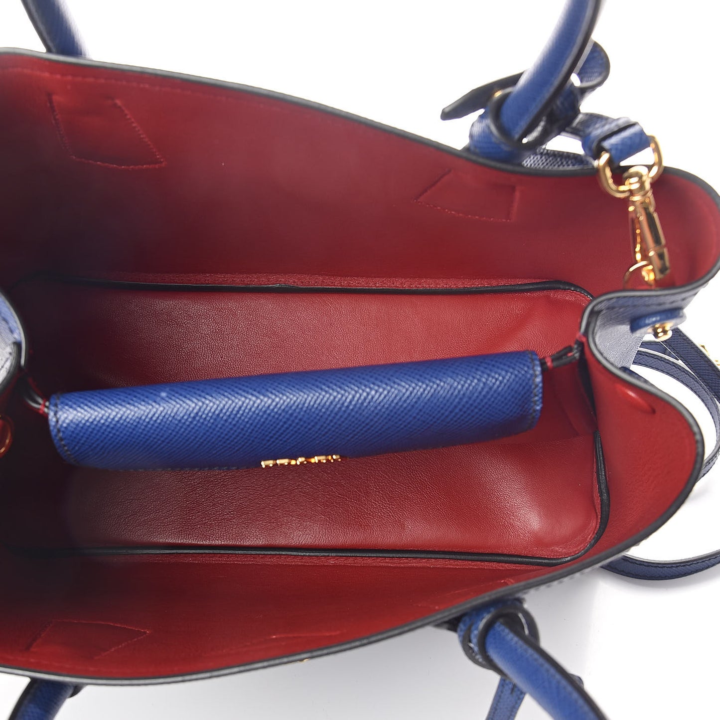 Saffiano Cuir Small Double Bag Inchiostro Fuoco