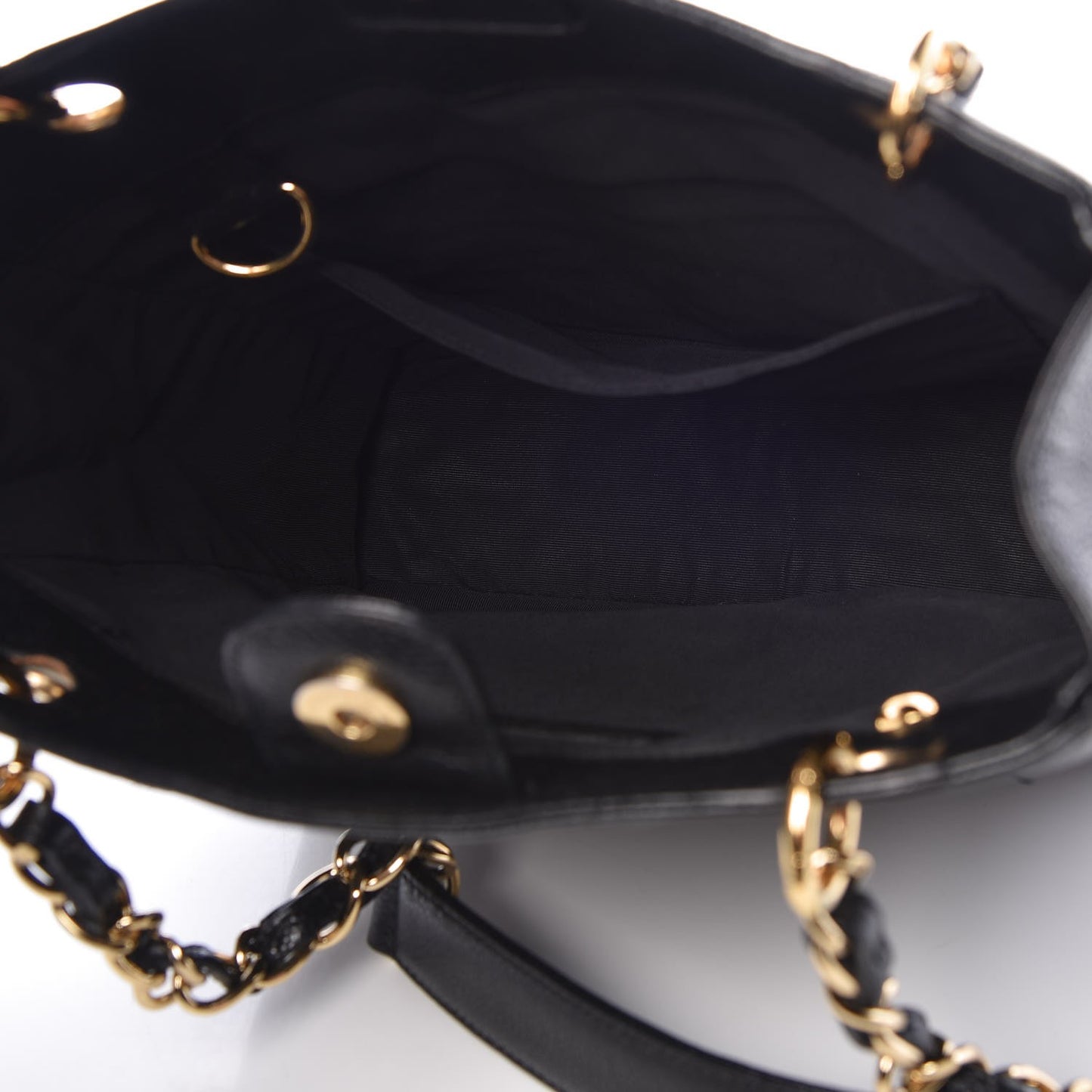 Caviar Quilted Petit Shopping Tote PST Black