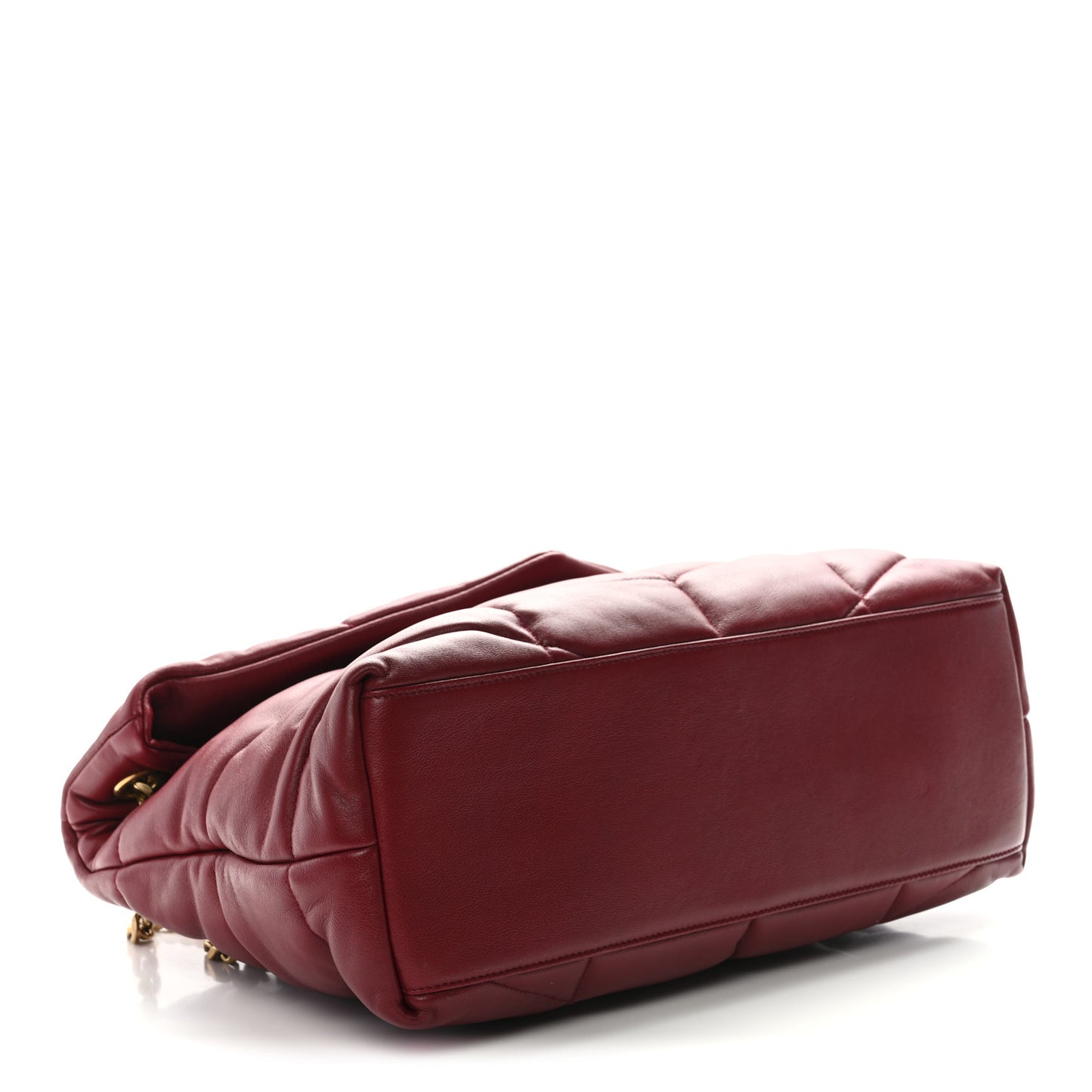 Lambskin Quilted Medium Loulou Puffer Monogram Chain Satchel Opyum Red