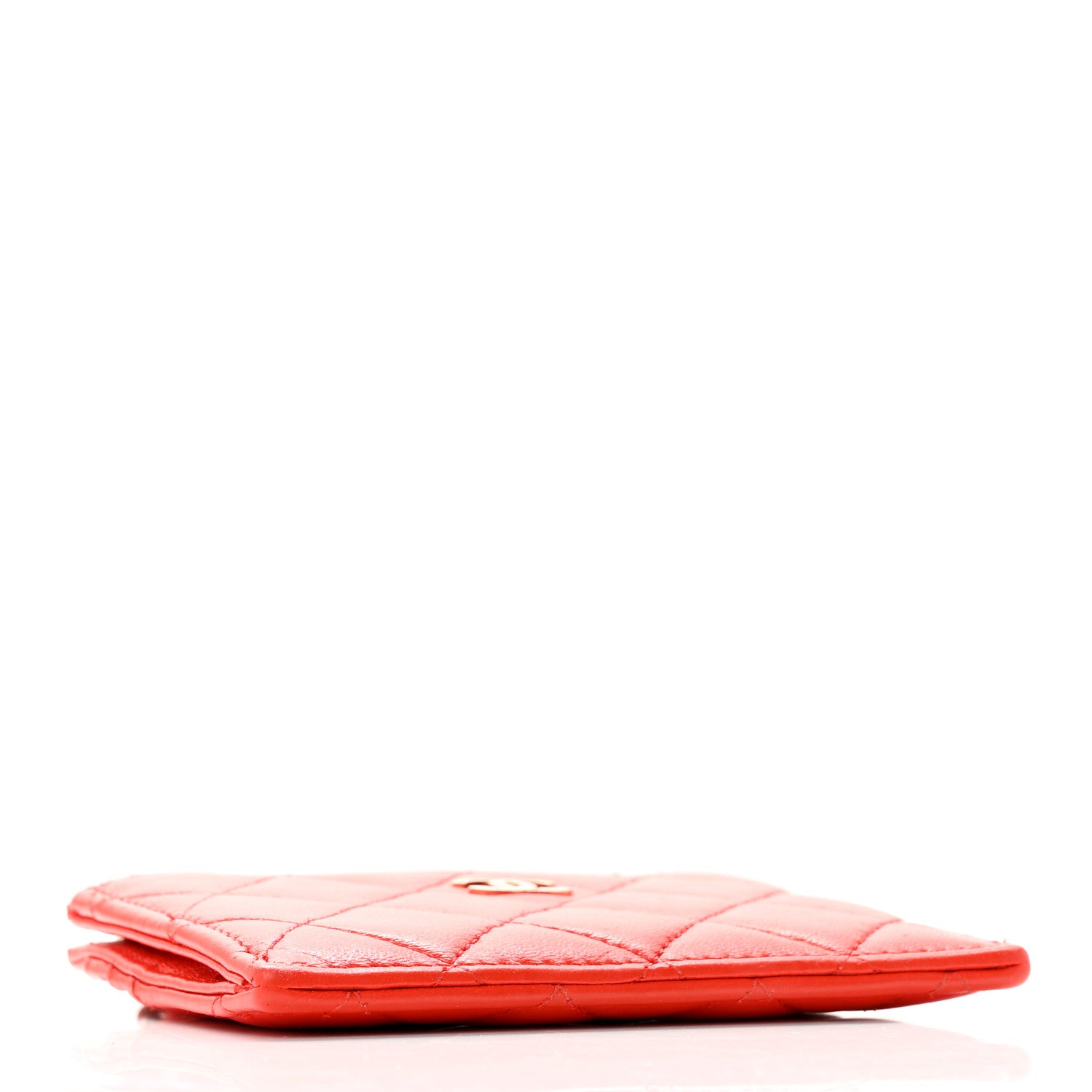 Chanel Lambskin Quilted Zip Card Holder Red 4 of 10
