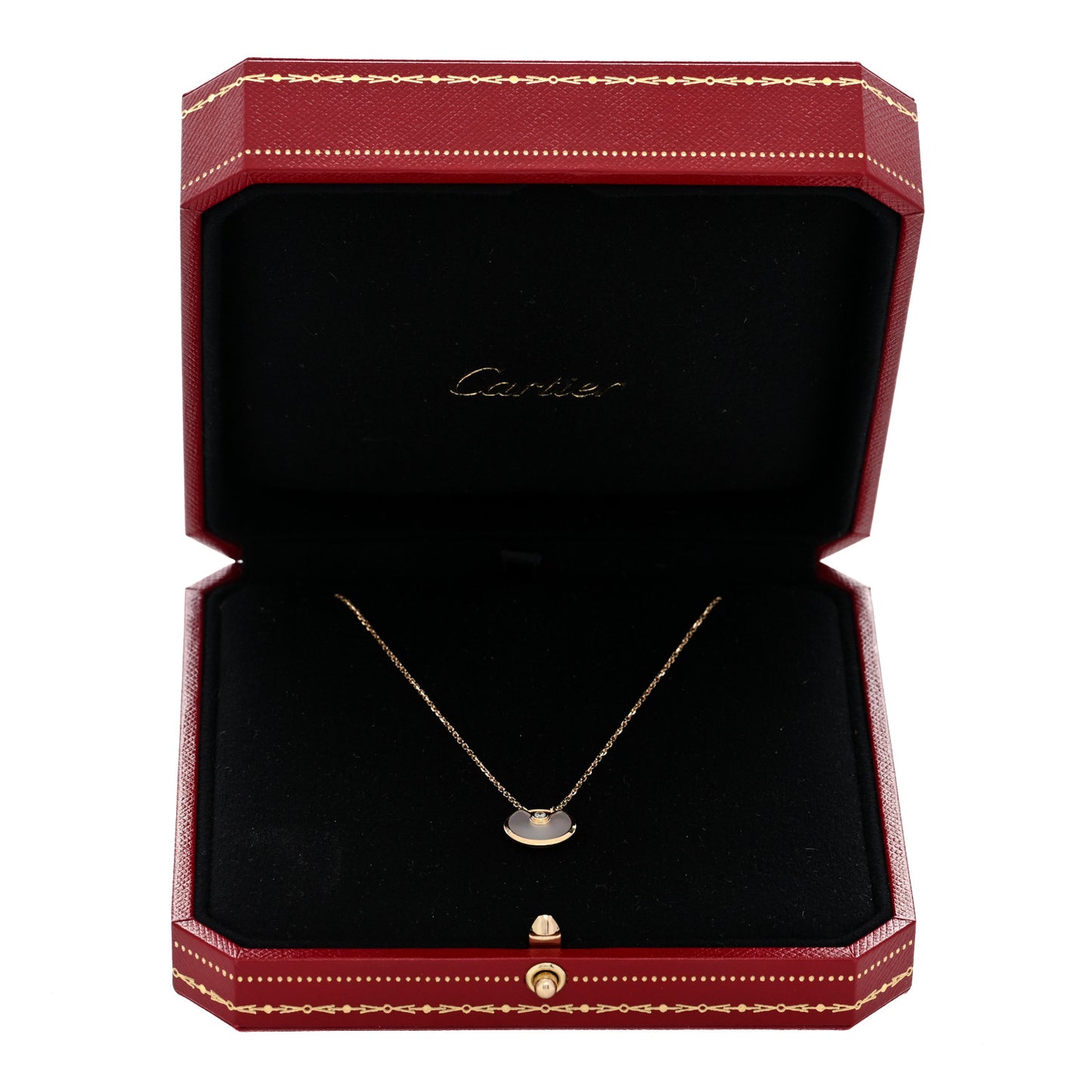 18K Yellow Gold Diamond Mother of Pearl XS Amulette de Cartier Pendant Necklace