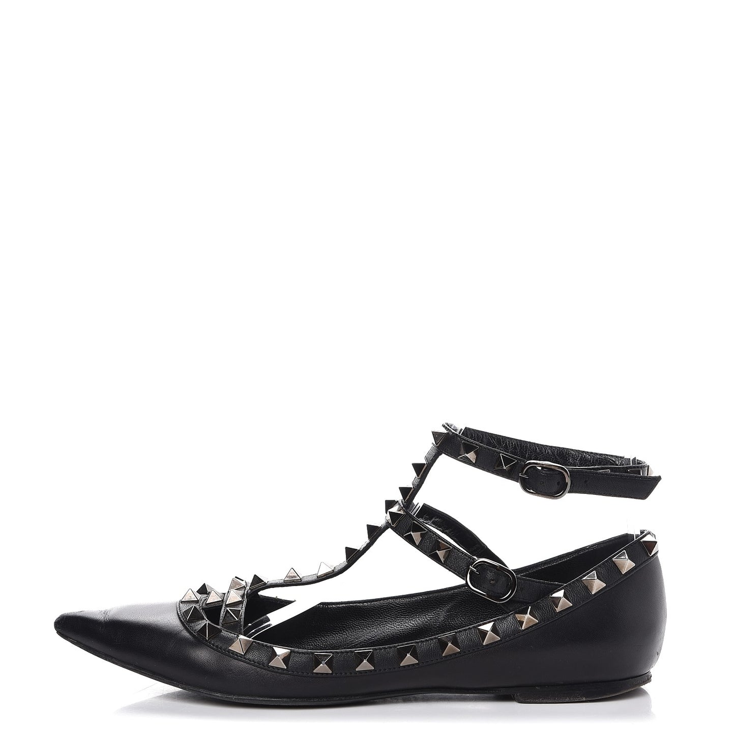 Nappa Rockstud Cage Ballerina Flats 36.5 Black