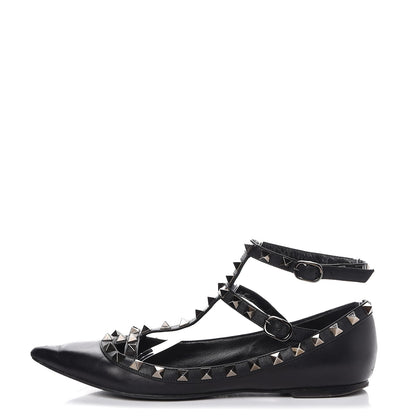 Valentino Garavani Nappa Rockstud Cage Ballerina Flats 36.5 Black 1 of 16