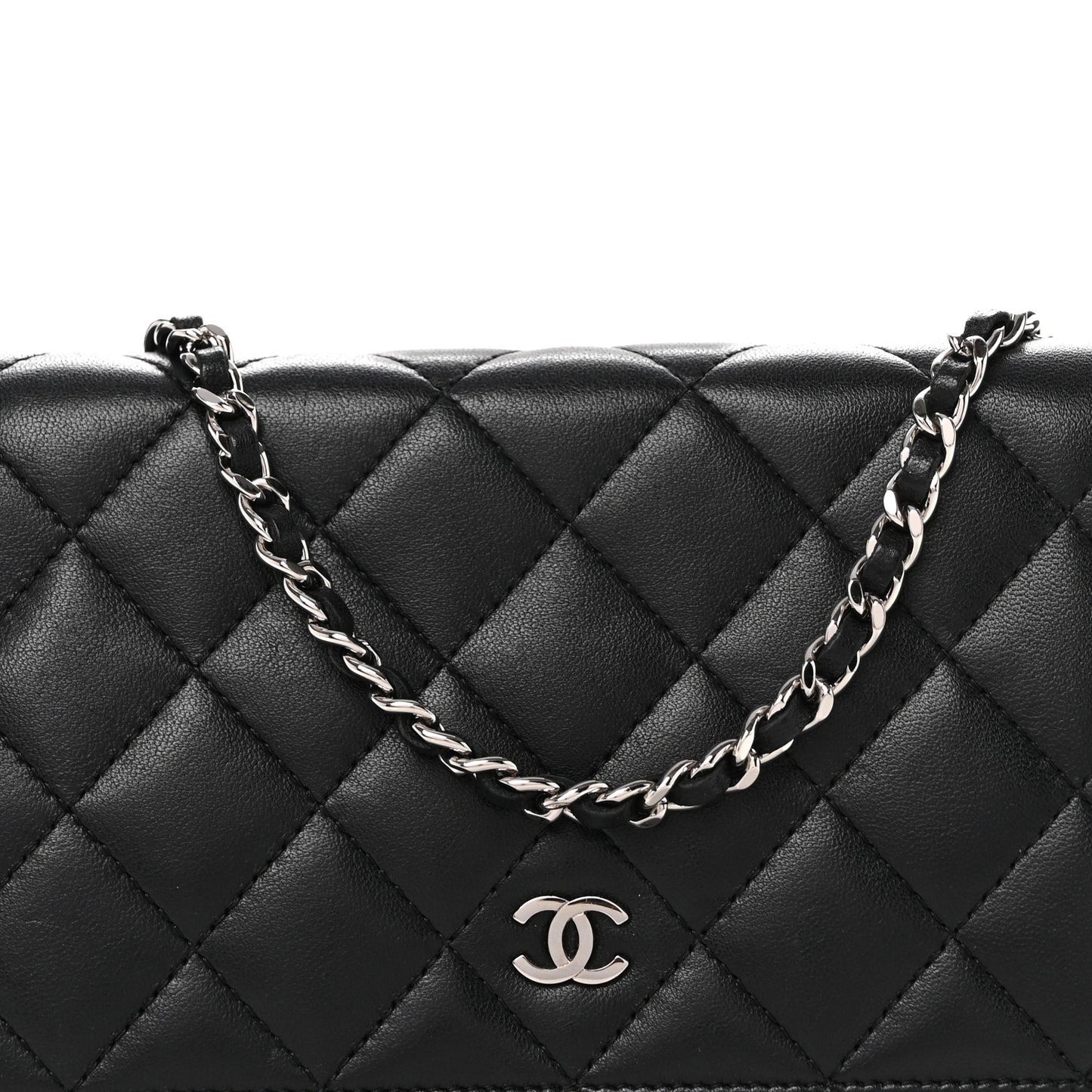 Lambskin Quilted Wallet On Chain WOC Black