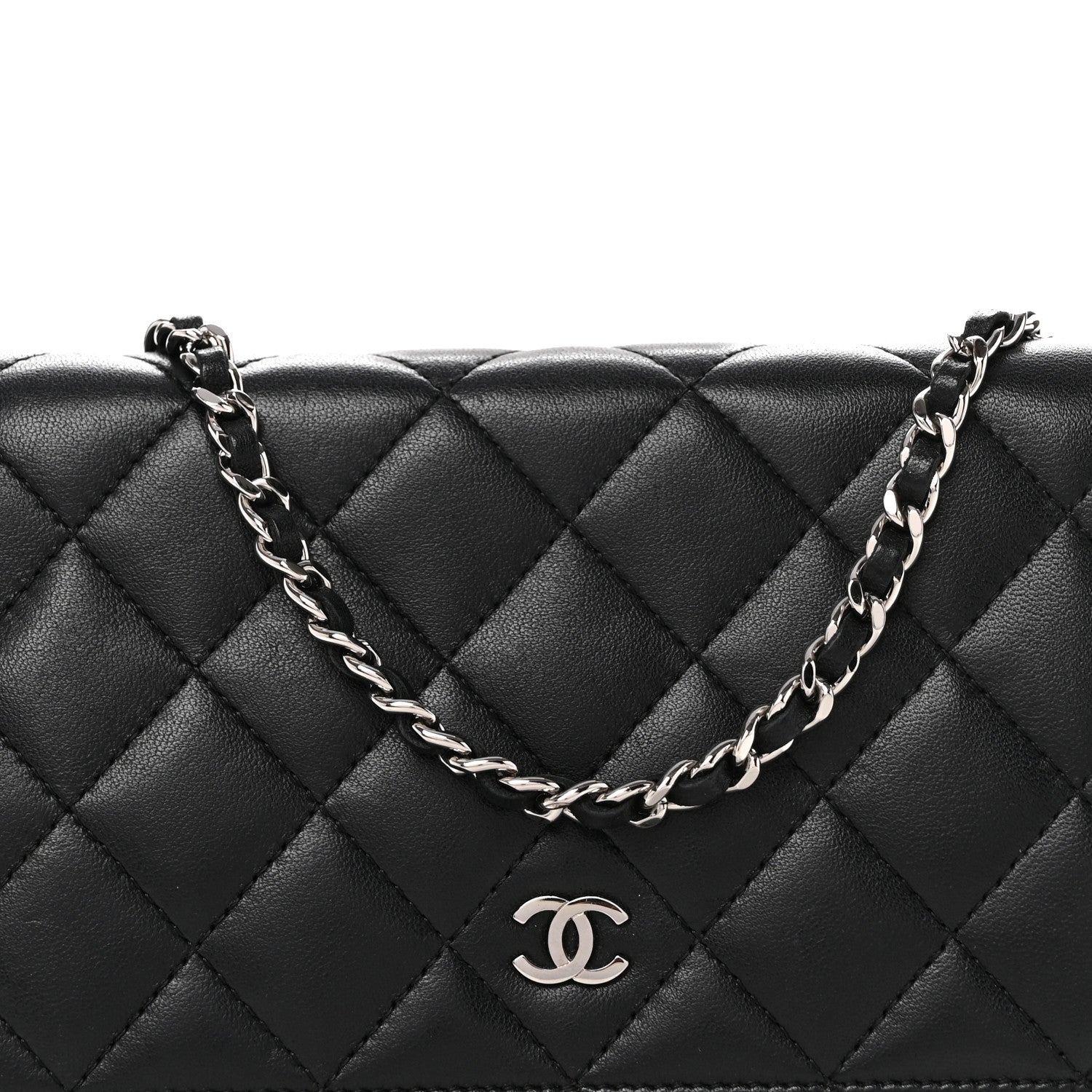 Chanel Lambskin Quilted Wallet On Chain WOC Black 9 of 11