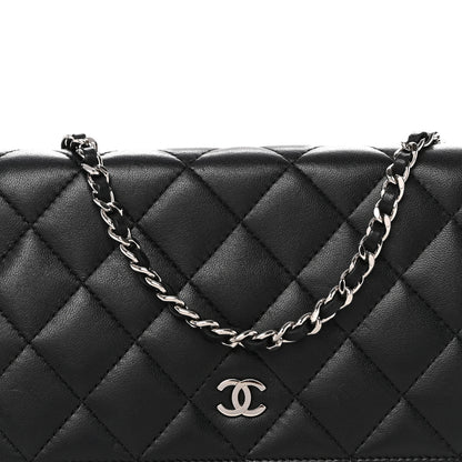 Chanel Lambskin Quilted Wallet On Chain WOC Black 9 of 11