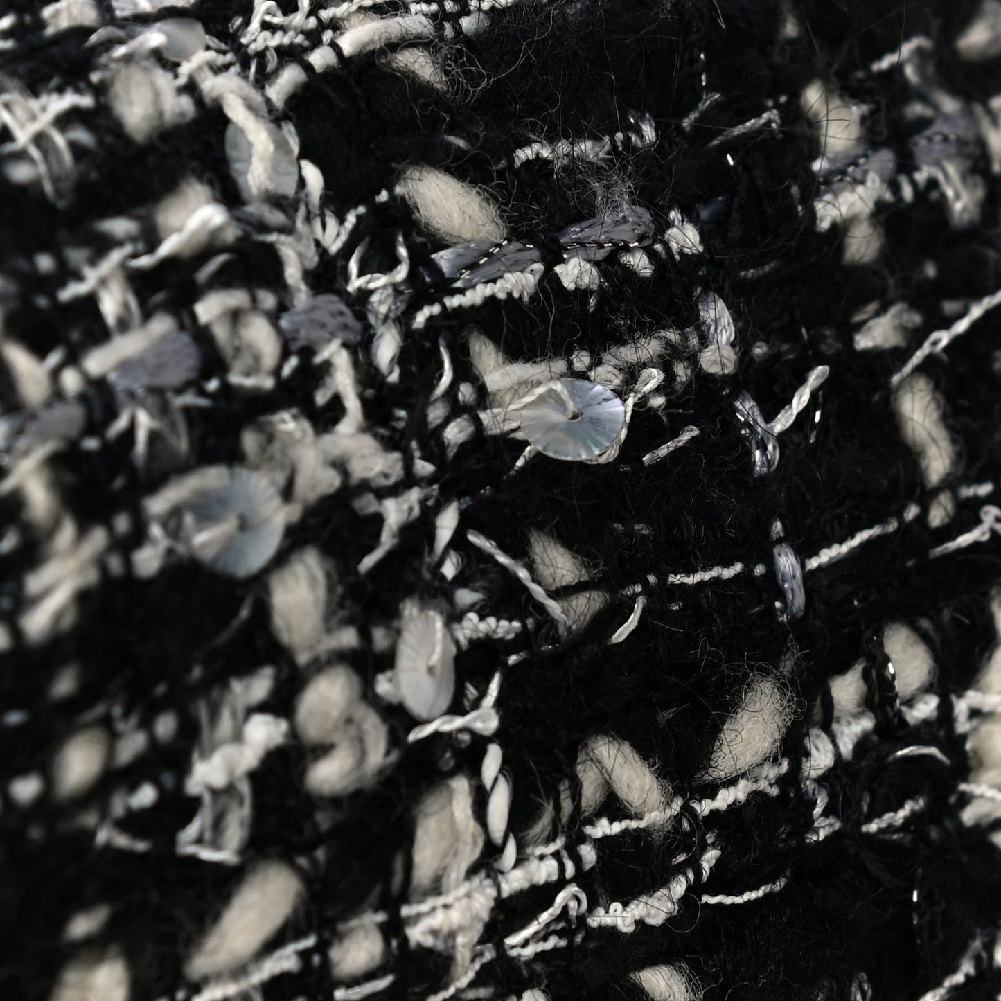 Sequin Tweed Single Flap Ecru Black