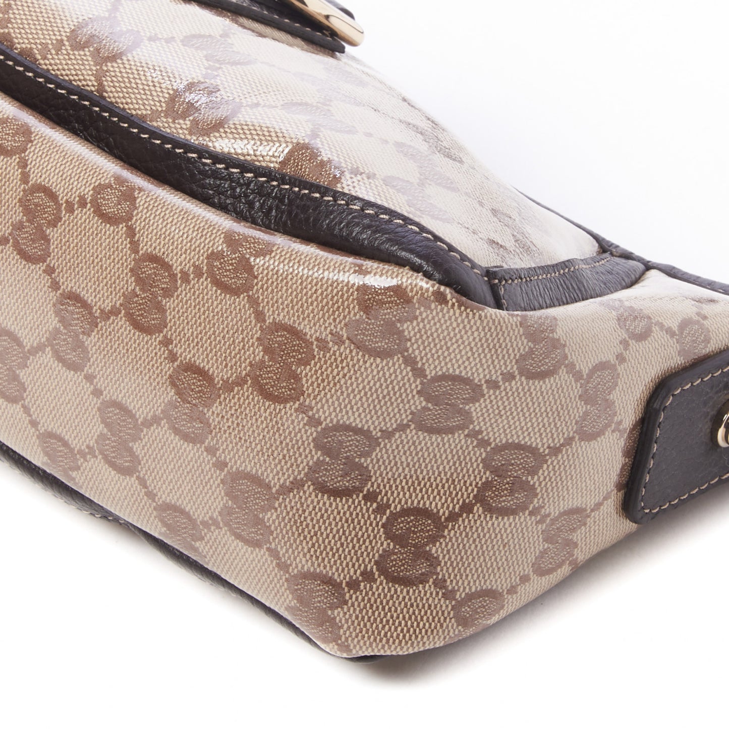 Crystal Monogram Small D Ring Gold Hobo Brown