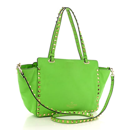 Valentino Garavani Vitello Small Rockstud Tote Green Fluo 3 of 12