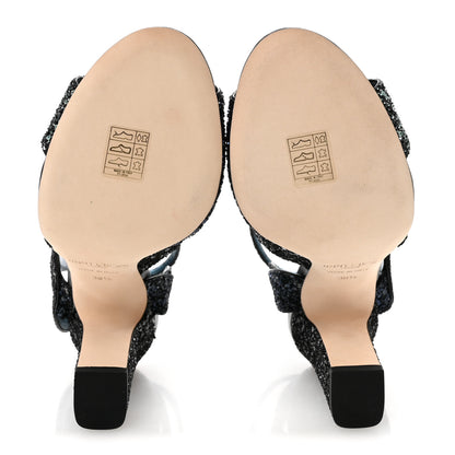 Jimmy Choo Coarse Glitter Falcon 100 Sandals 38.5 Navy Mix 6 of 10