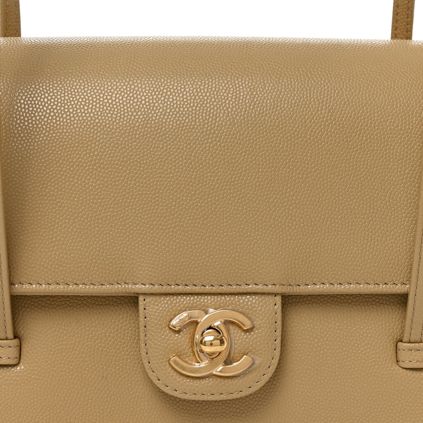 Shiny Caviar Preppy Coco Small Flap Beige