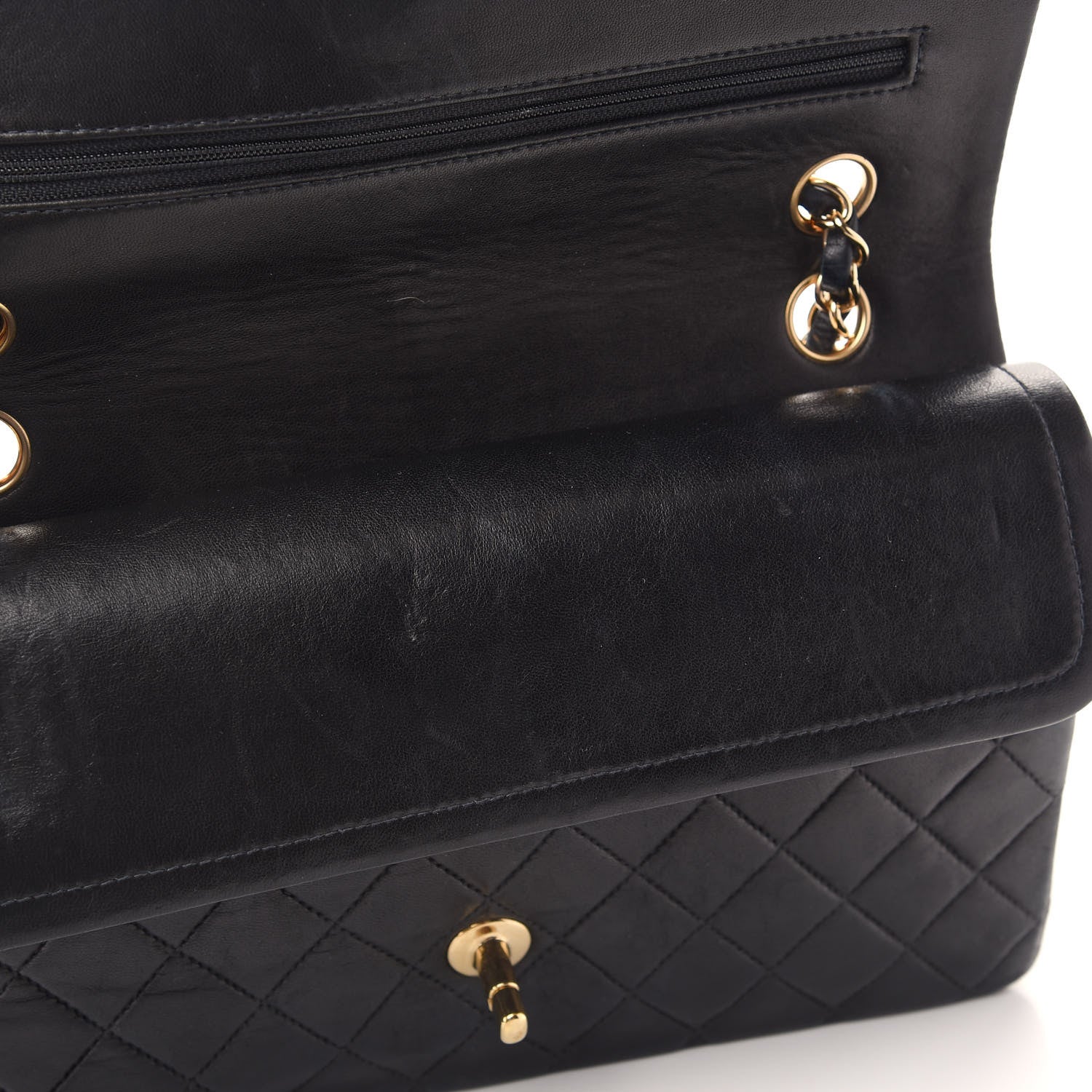 Chanel Lambskin Quilted Medium Double Flap Black 12 of 14