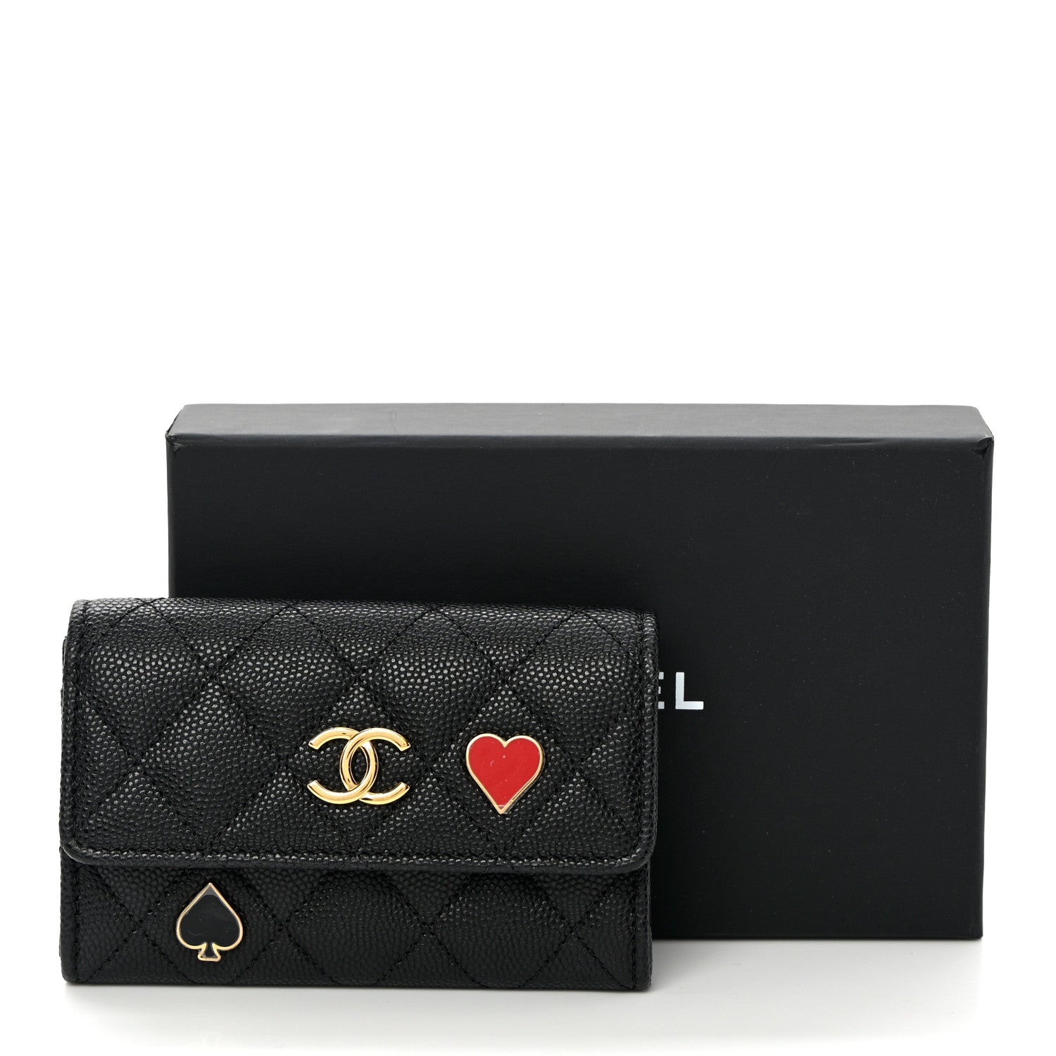 Chanel Caviar Quilted Enamel Coco Casino Flap Card Holder Wallet Black 9 of 9