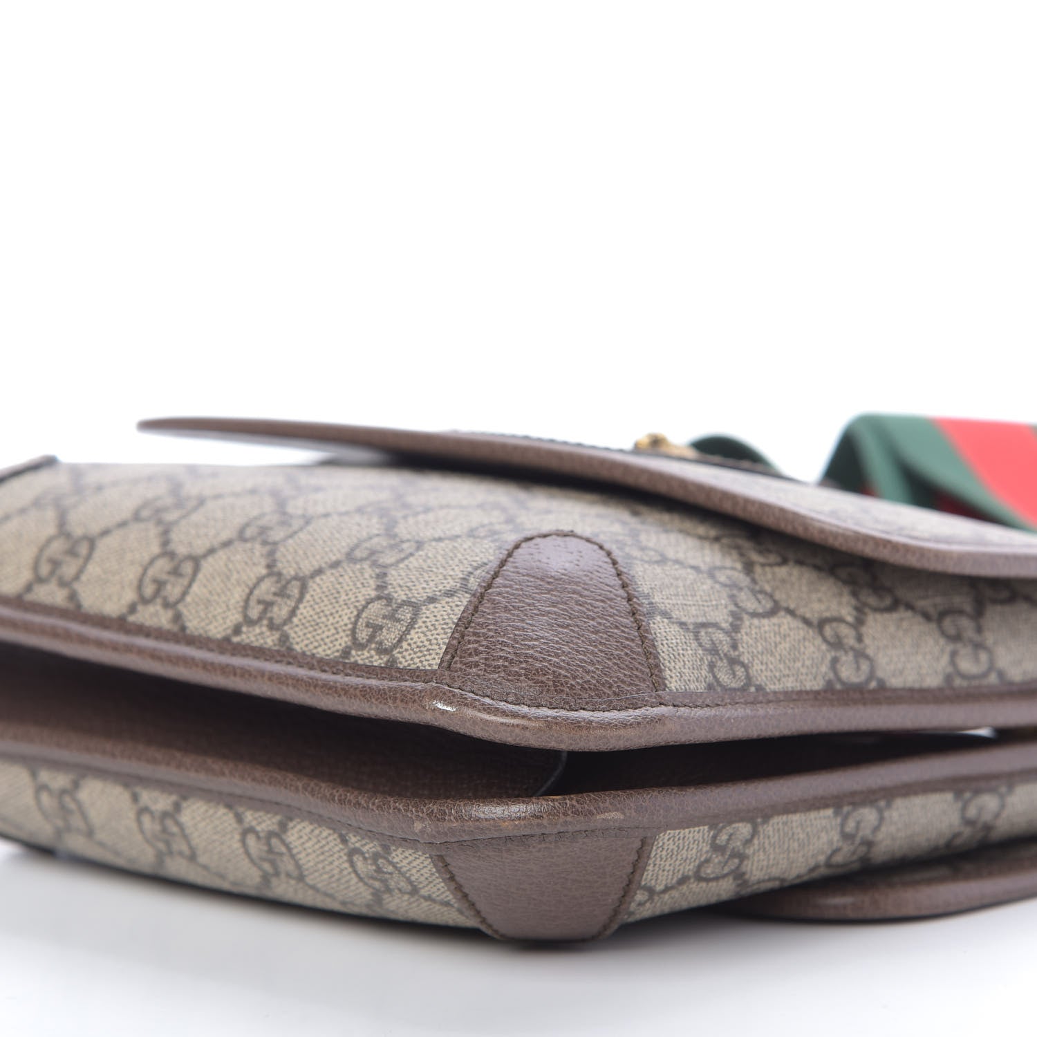 Gucci GG Supreme Monogram Web Small Neo Vintage Double Flap Messenger Bag Beige New Acero 7 of 10