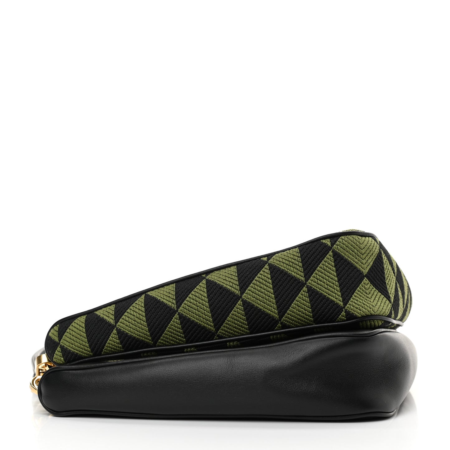 Jacquard Calfskin Triangolo Symbole Embroidered Mini Triangle Double Bag Black Edera