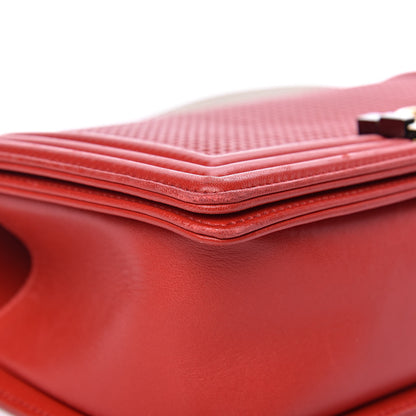 Chanel Lambskin Embossed Medium Boy Cube Flap Red 9 of 19