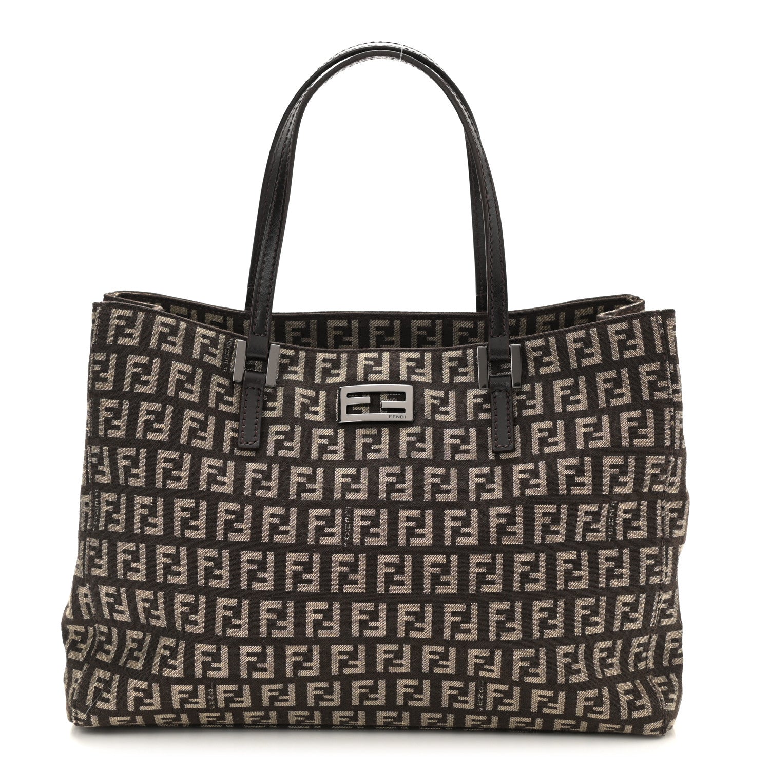Fendi Zucchino Vitello Small Tote Testa di Moro Beige 1 of 6