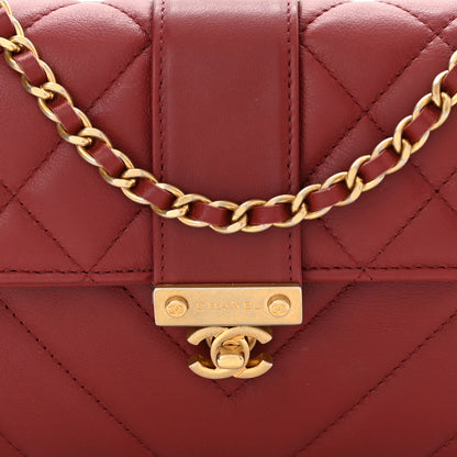 Chanel Calfskin Quilted Chevron In The City Bag Wallet on Chain WOC Red 9 of 11