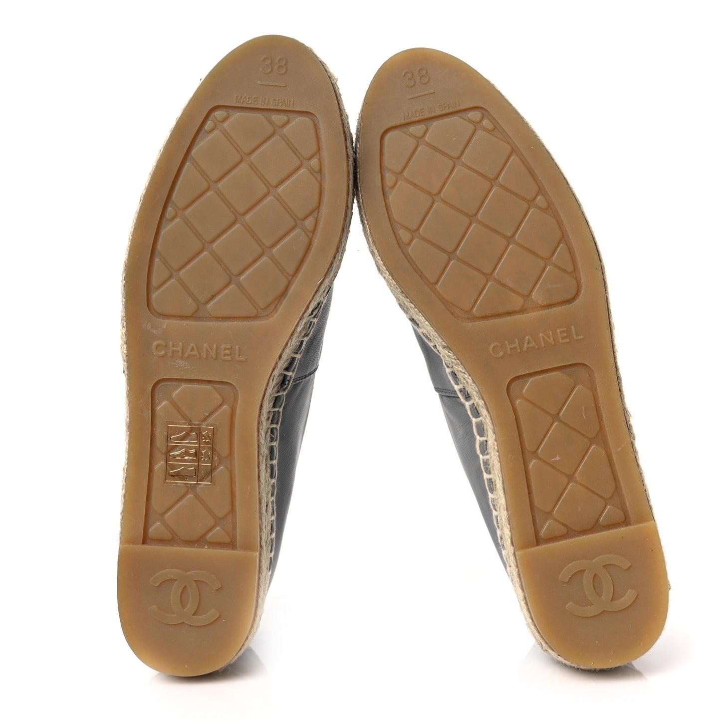 Lambskin CC Espadrilles 38 Grey Black