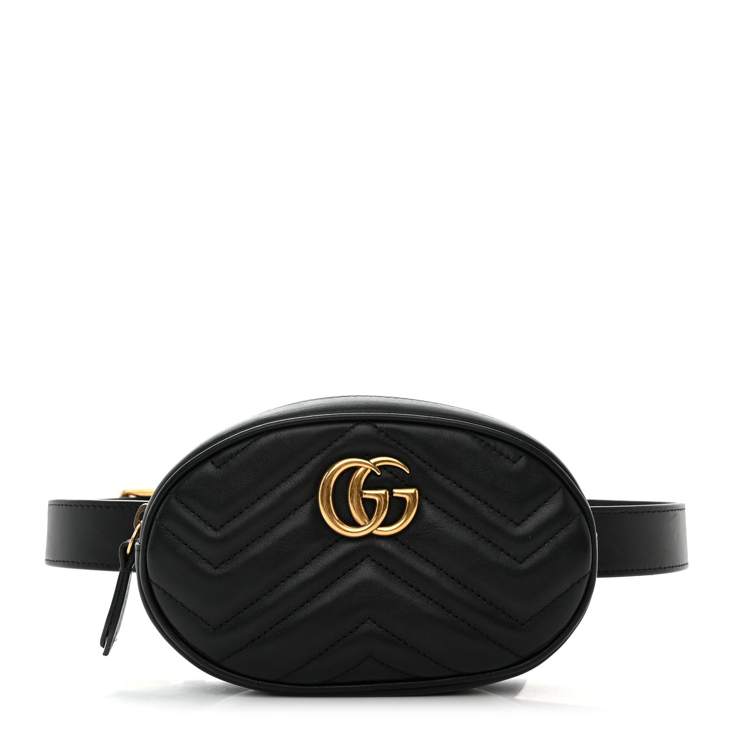 Gucci Calfskin Matelasse GG Marmont Belt Bag 85 34 Black 1 of 11