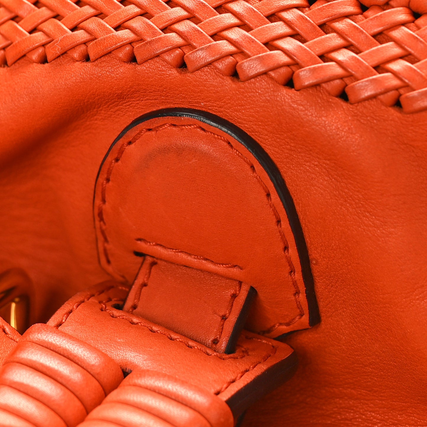 Calfskin Handmade Medium Top Handle Bag Orange