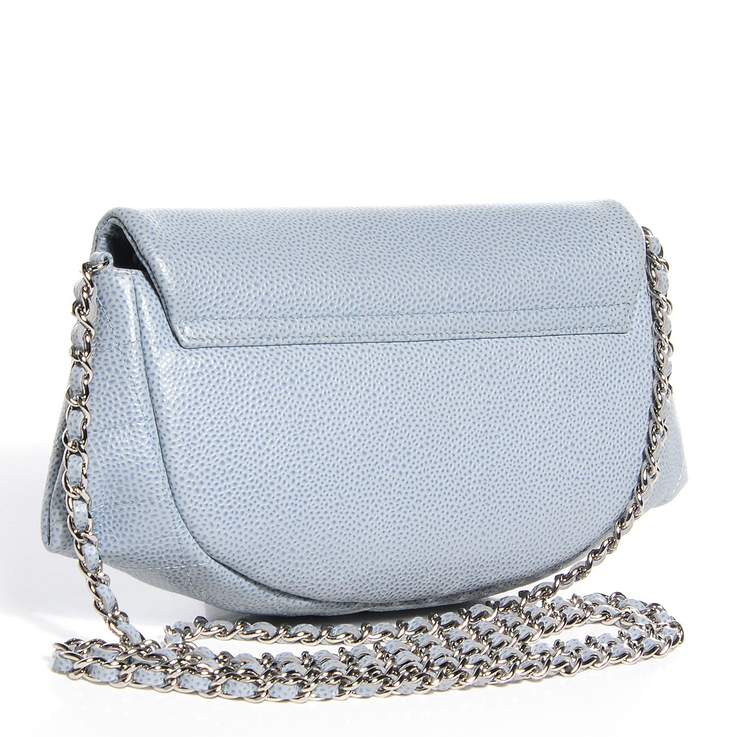 Chanel Caviar Half Moon Wallet On Chain WOC Light Blue 3 of 8