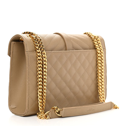 Saint Laurent Grain De Poudre Textured Mixed Matelasse Medium Triquilt Monogram Satchel Dark Latte 3 of 11