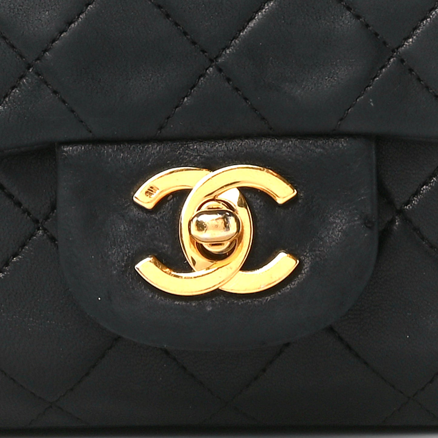 Lambskin Quilted Small Double Flap Black