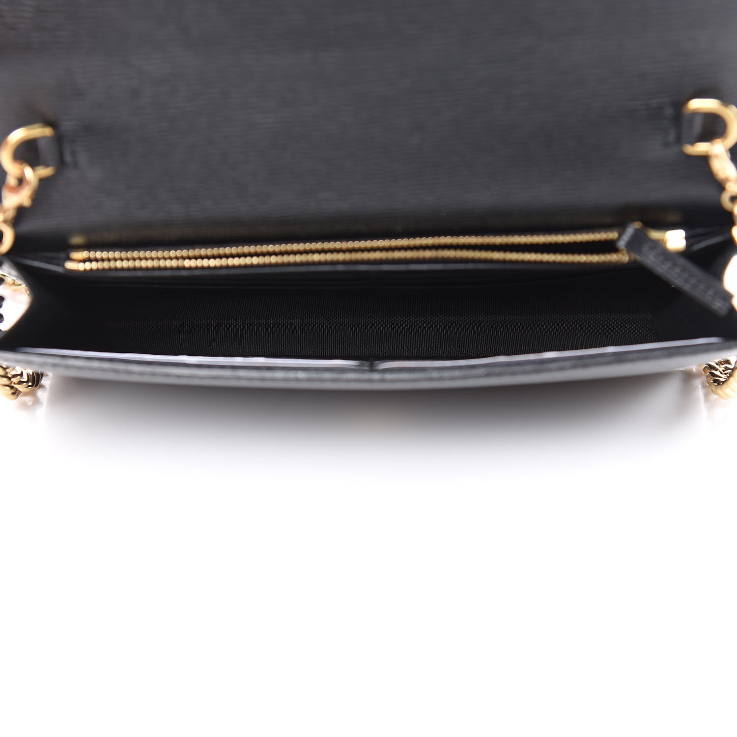 Gucci Textured Calfskin Icon Chain Wallet Black 5 of 9