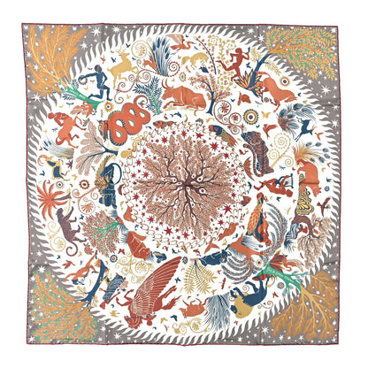Hermes Silk Sous Le Charme d'Orphee Double Face Scarf 90 Etoupe White Beige Dore 1 of 4