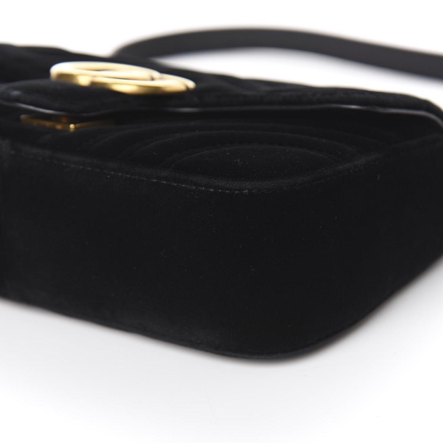 Velvet Matelasse Mini GG Marmont Shoulder Bag Black