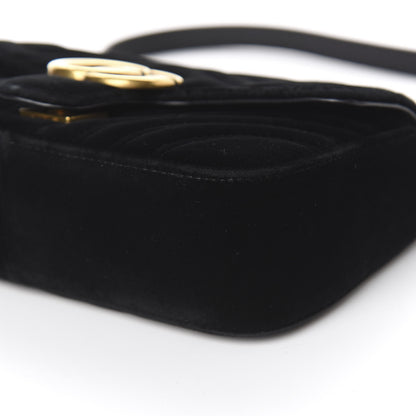 Gucci Velvet Matelasse Mini GG Marmont Shoulder Bag Black 10 of 14