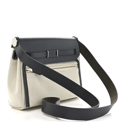 Hermes Military Toile Vache Hunter Herbag Zip Retourne 20 Ecru Bleu Glacier Ardoise 3 of 11