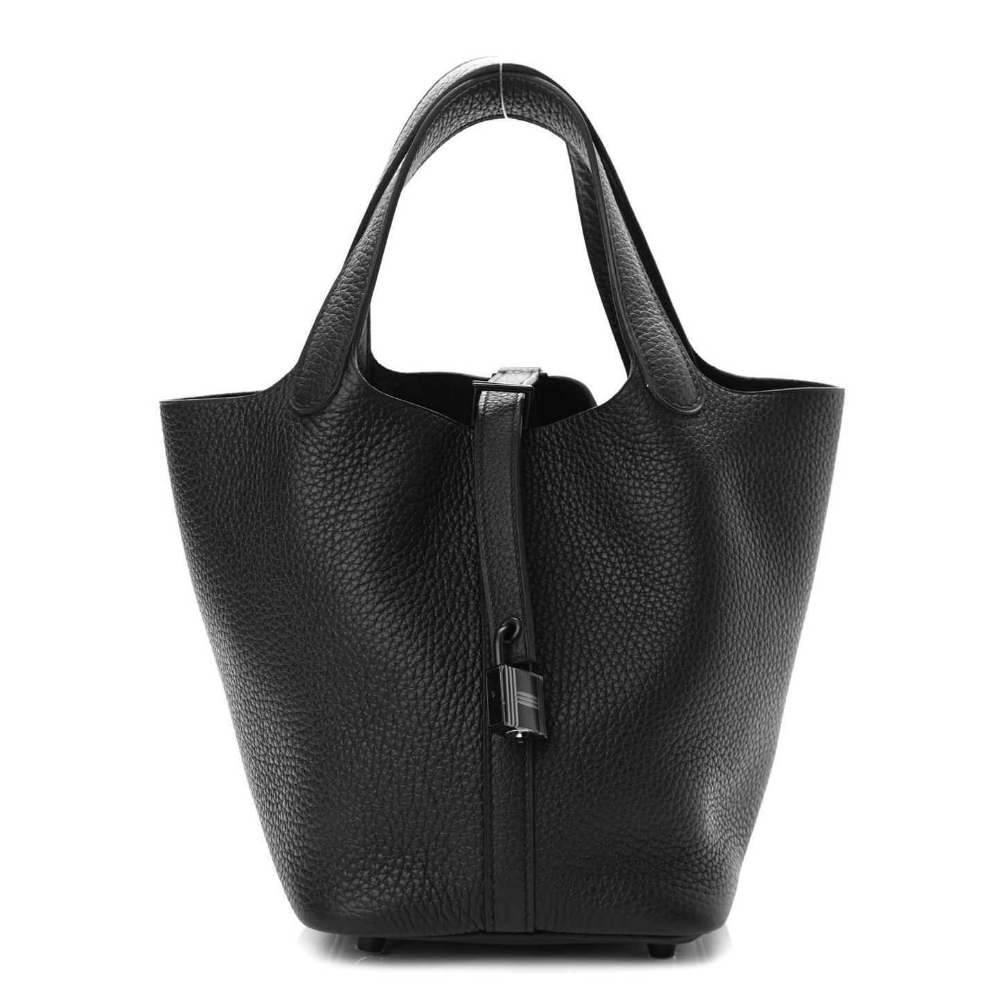Taurillon Clemence Monochrome Picotin Lock 18 PM Black