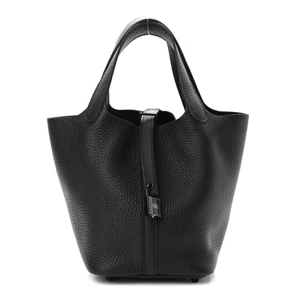 Hermes Taurillon Clemence Monochrome Picotin Lock 18 PM Black 1 of 11