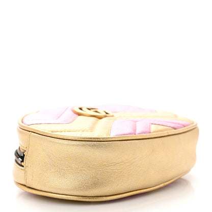 Gucci Metallic Nappa Matelasse Heart GG Marmont Belt Bag 85 34 Oro Vecchio Rosa 4 of 11