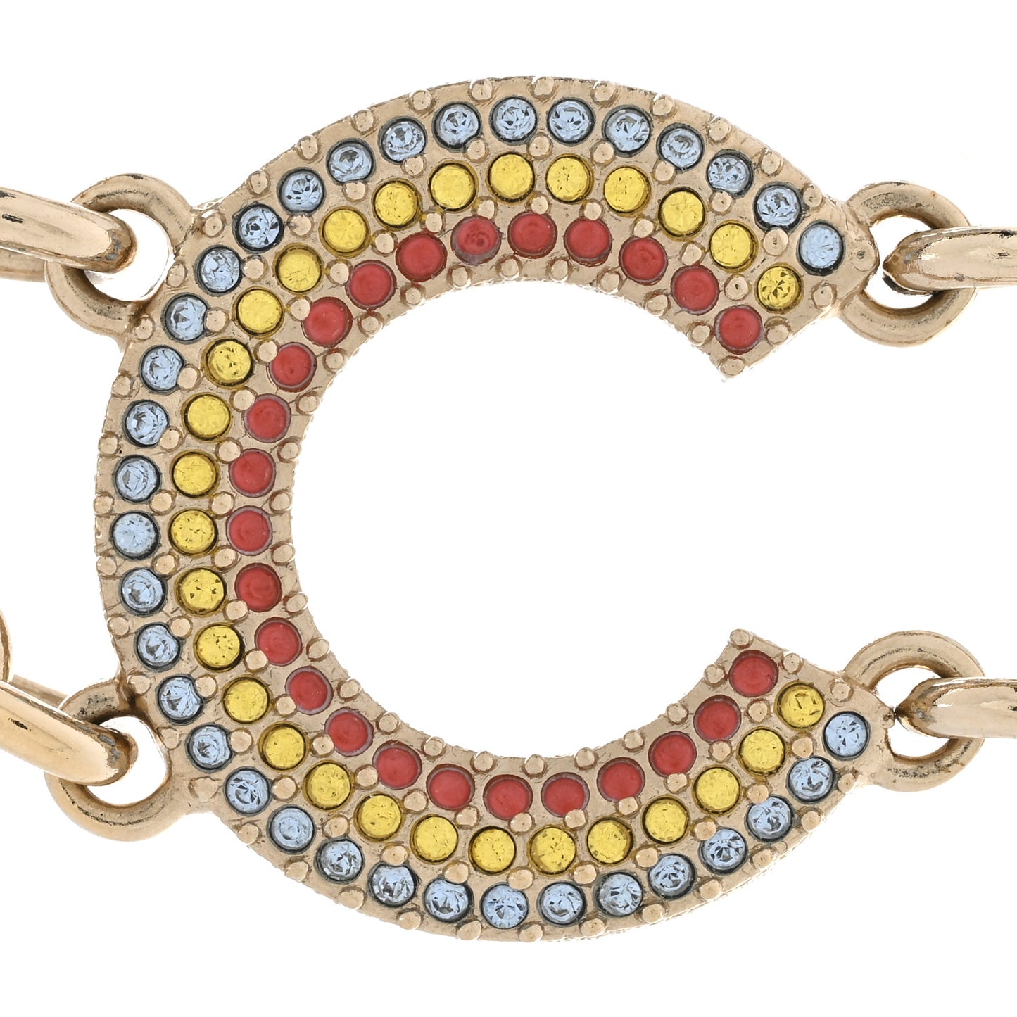 Metal Crystal Cha-Nel Logo Choker Necklace Multicolor Gold